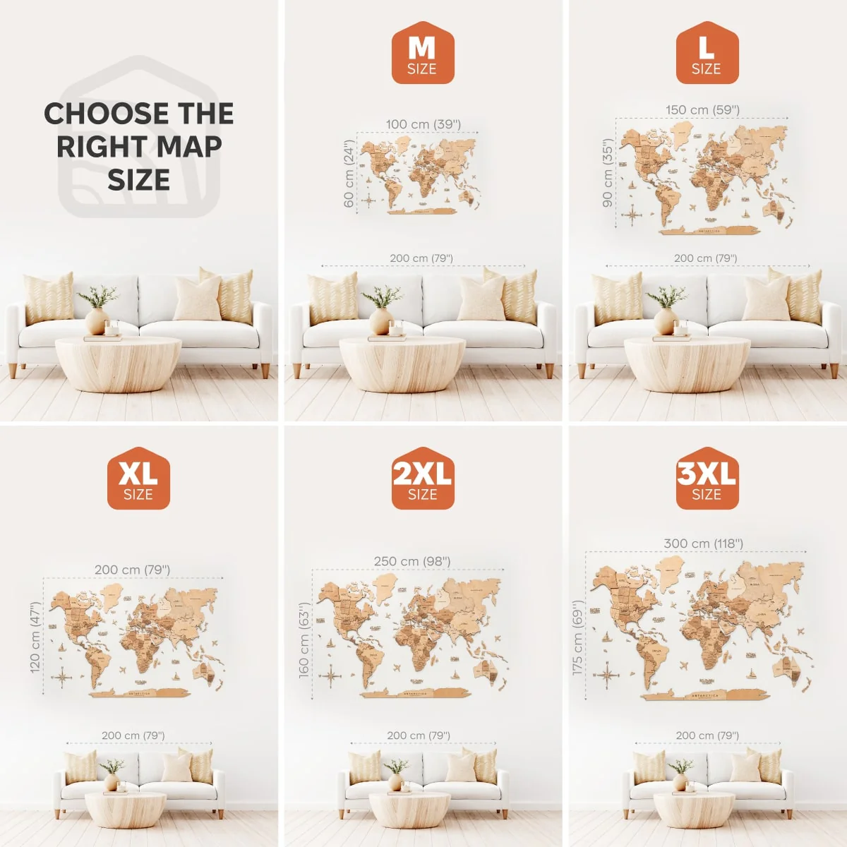 3D Wooden World Map Gold - Image 10