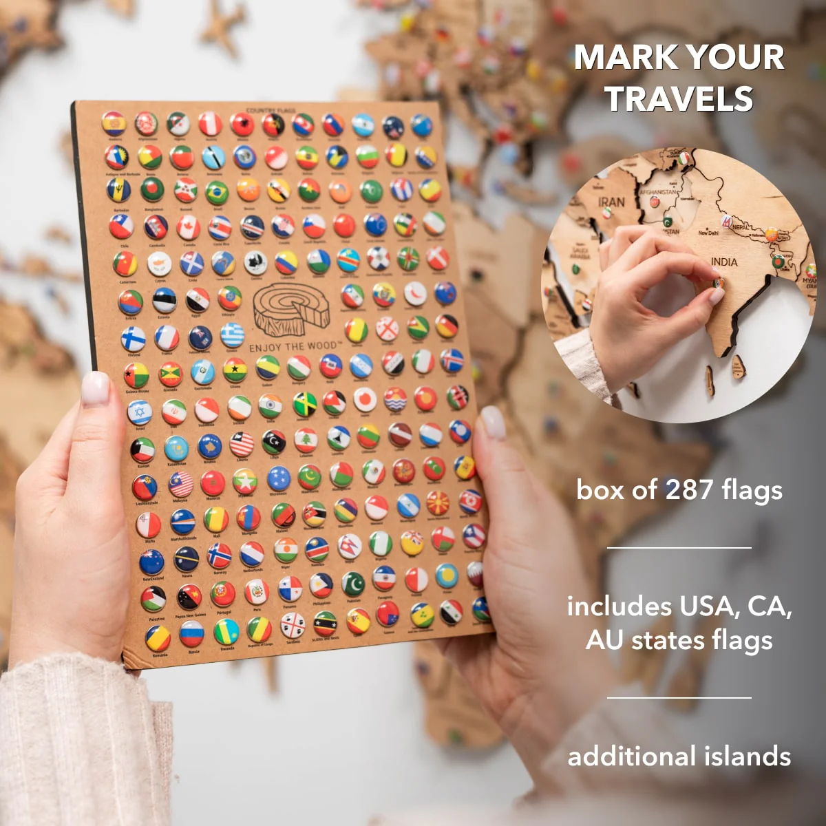 3D Wooden World Map Gold - Image 13