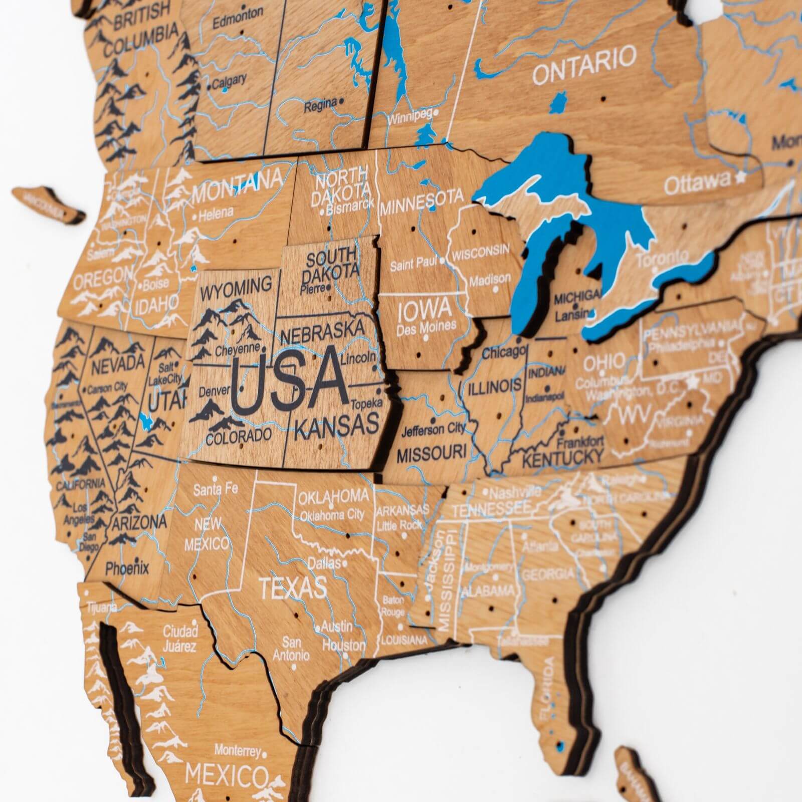 3D Wooden World Map Gold - Image 6