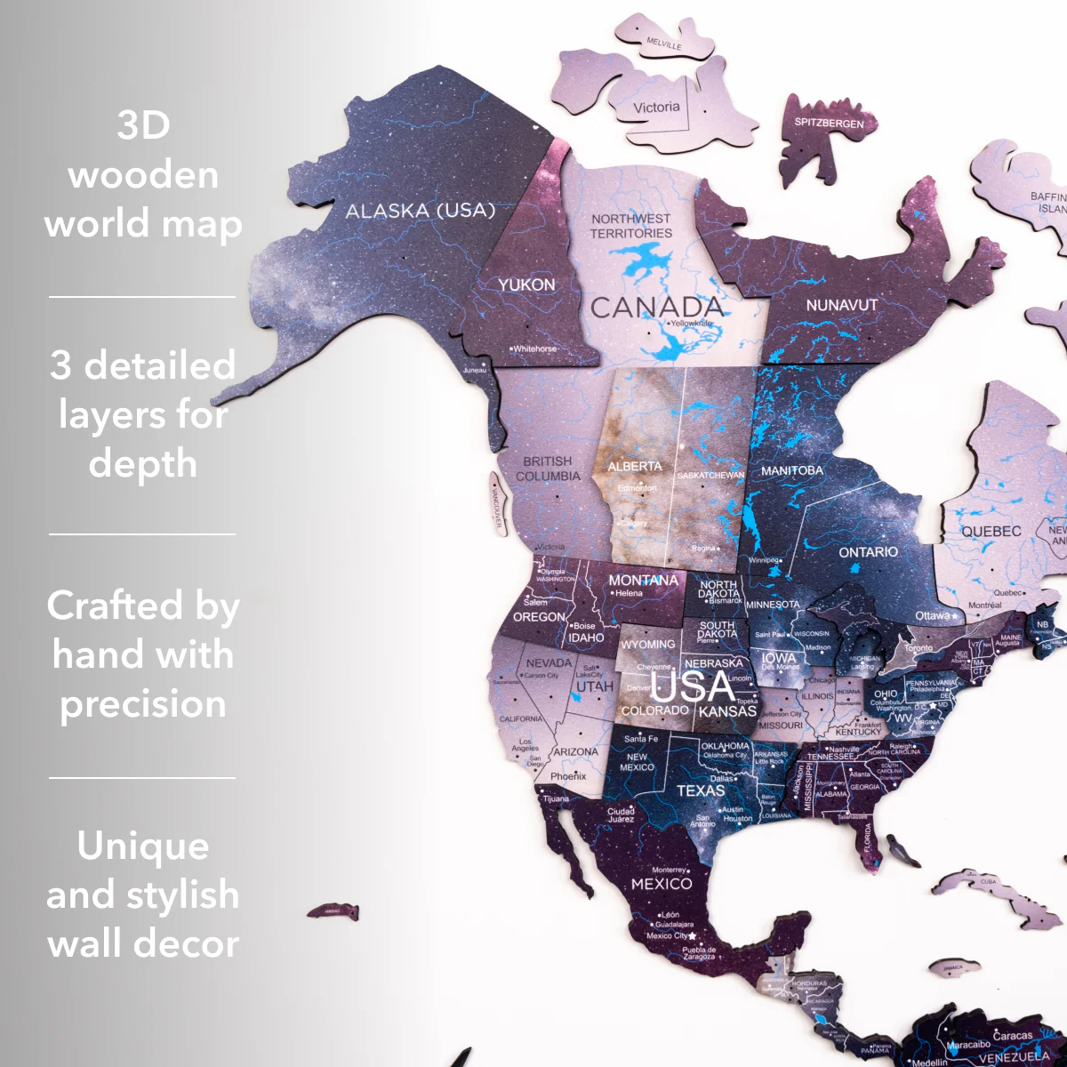 3D Wooden World Map Sirius - Image 16