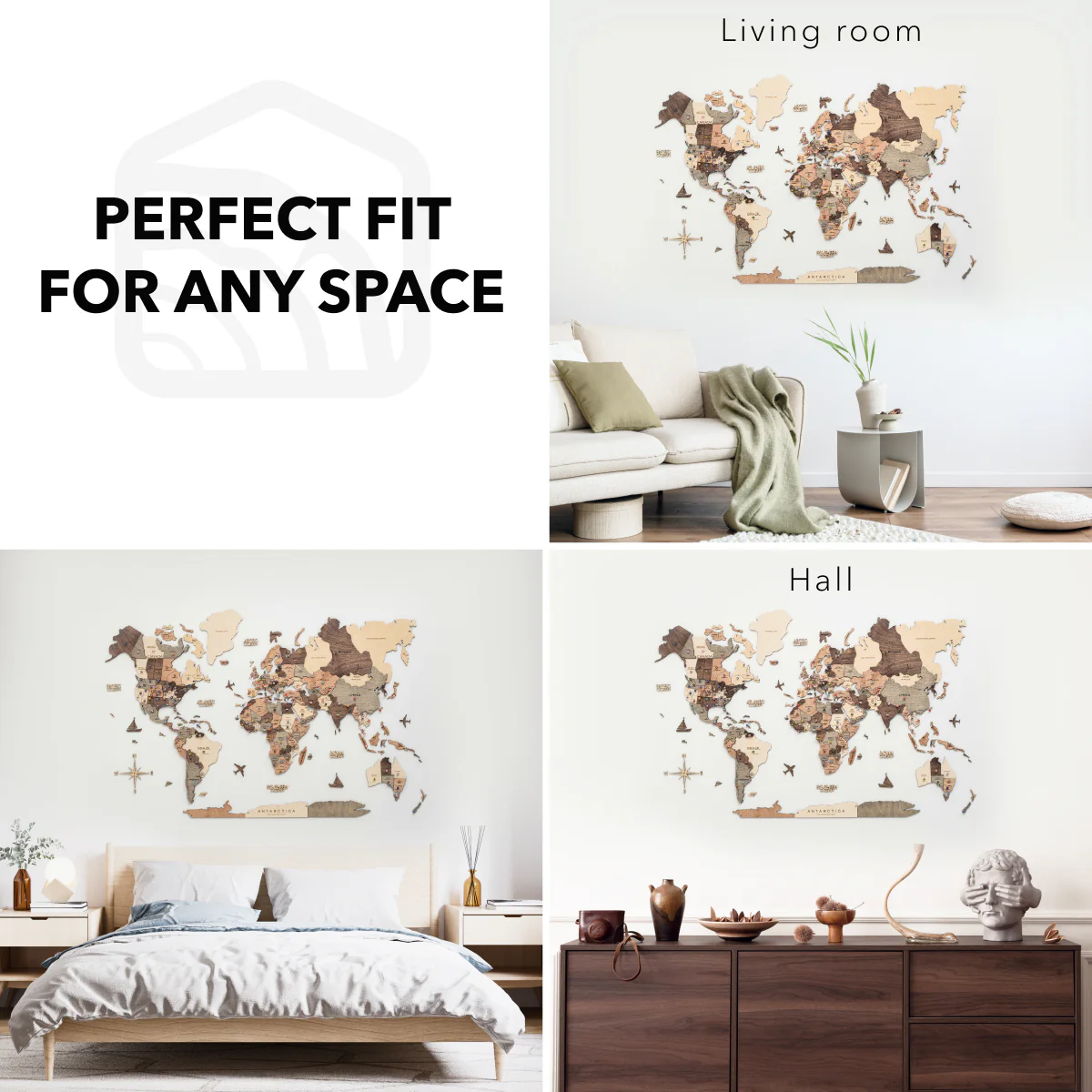 3D Wooden World Map Smokey - Image 12