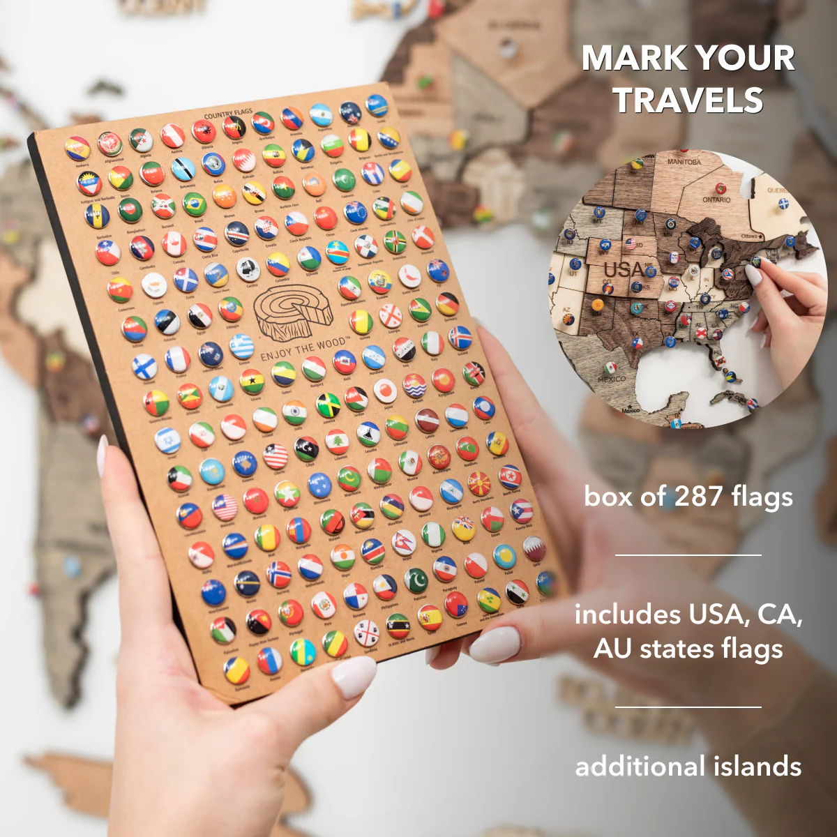 3D Wooden World Map Smokey - Image 14