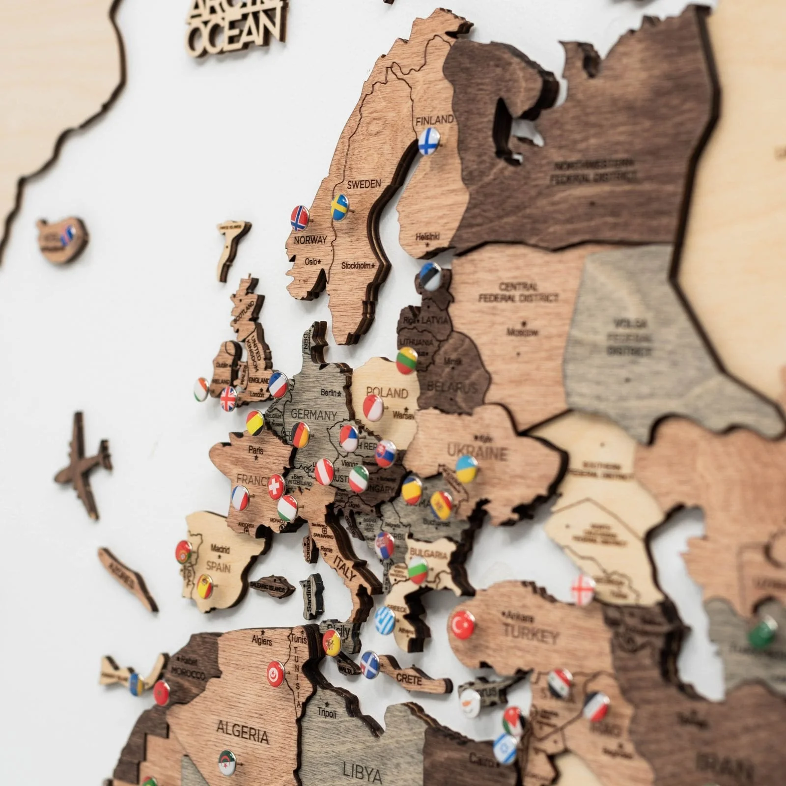 3D Wooden World Map Smokey - Image 6