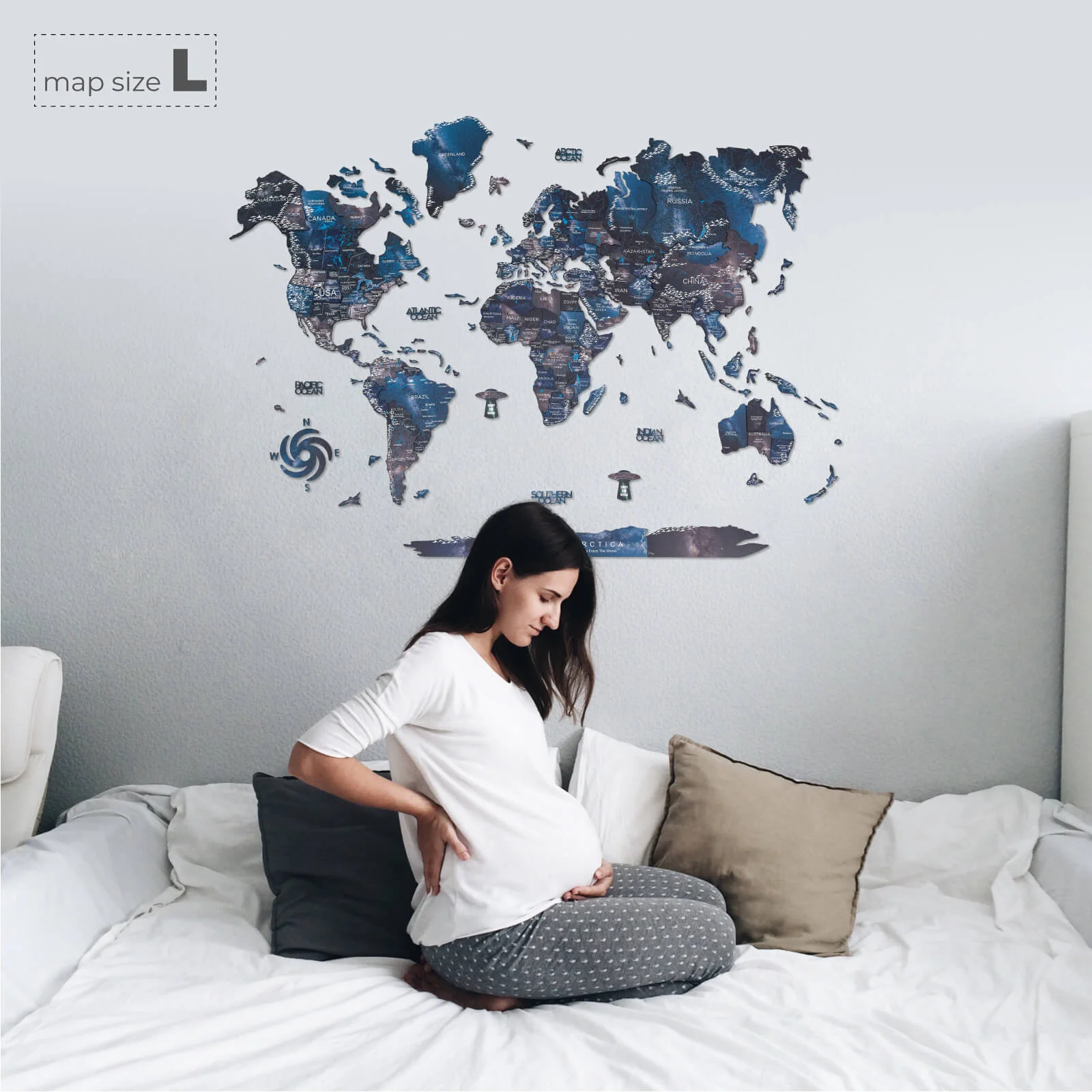 3D Wooden World Map Space - Image 11