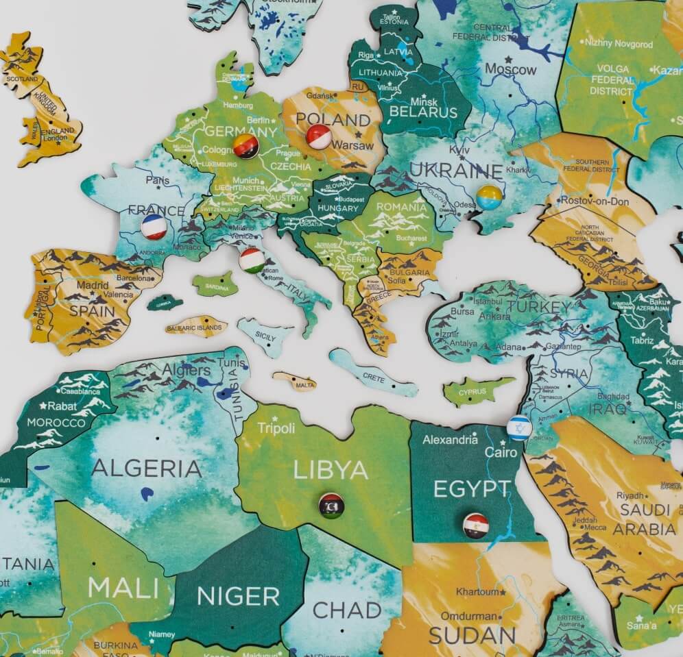 3D Wooden World Map Surface - Image 4