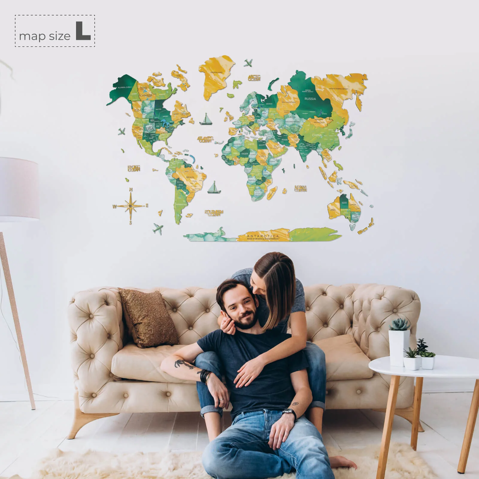 3D Wooden World Map Surface - Image 7