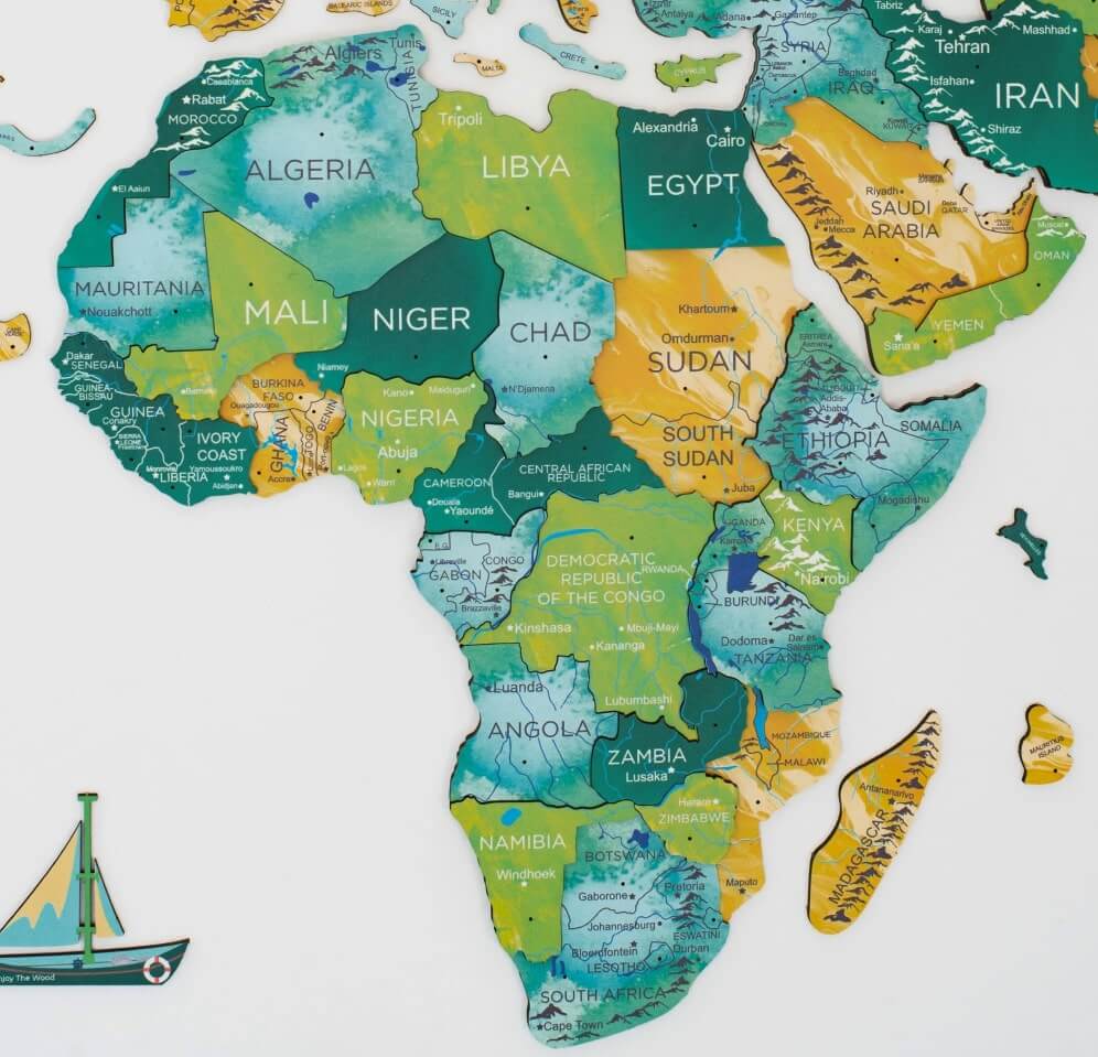 3D Wooden World Map Surface - Image 8