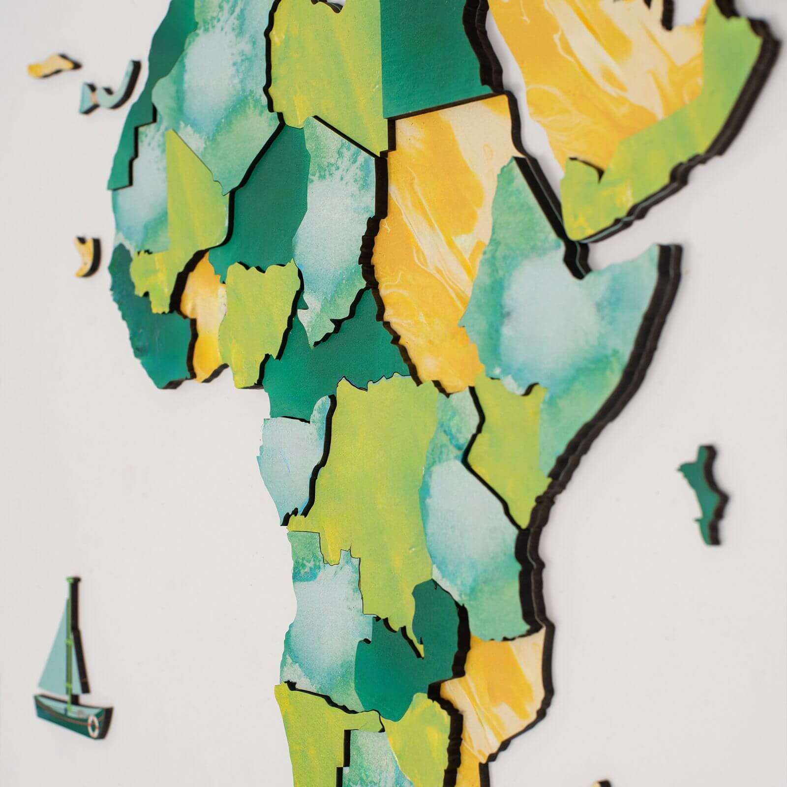 3D Wooden World Map Surface - Image 9