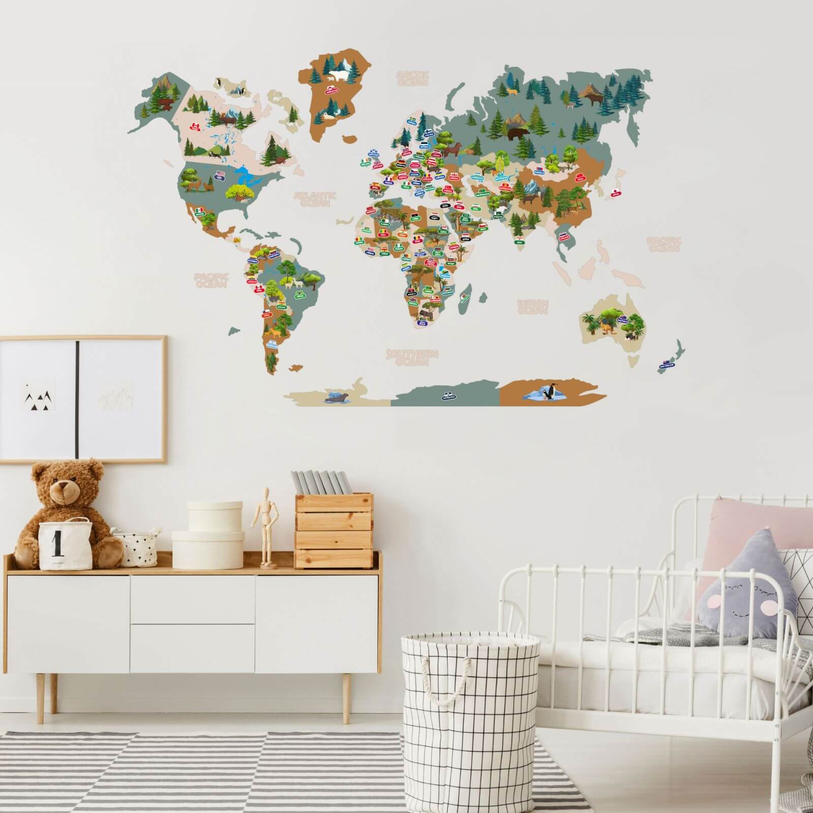Kids World Map Khaki - Image 6