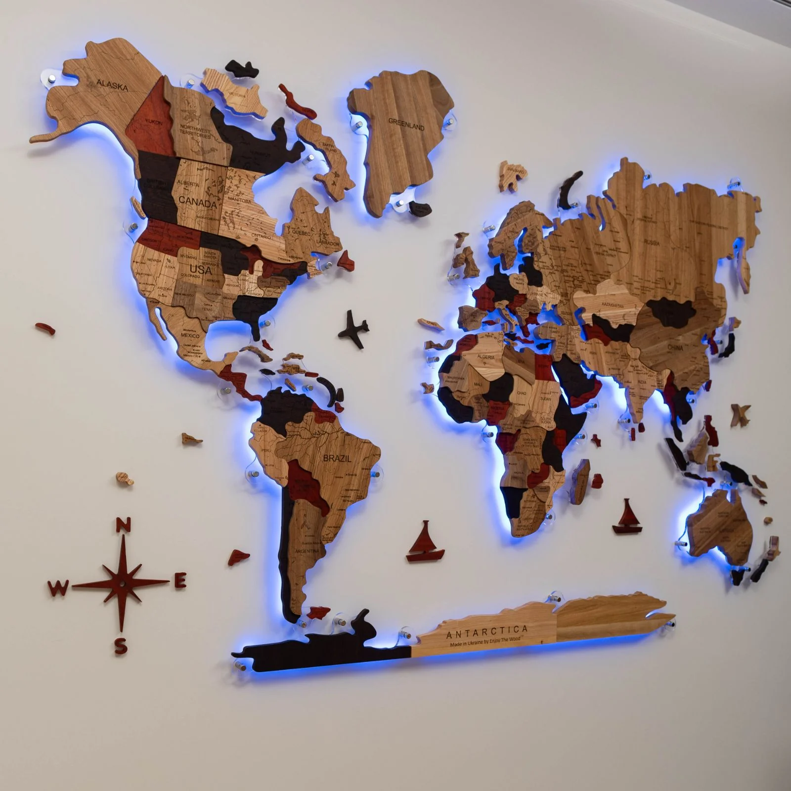 3D Solid Wooden World Map - Image 12