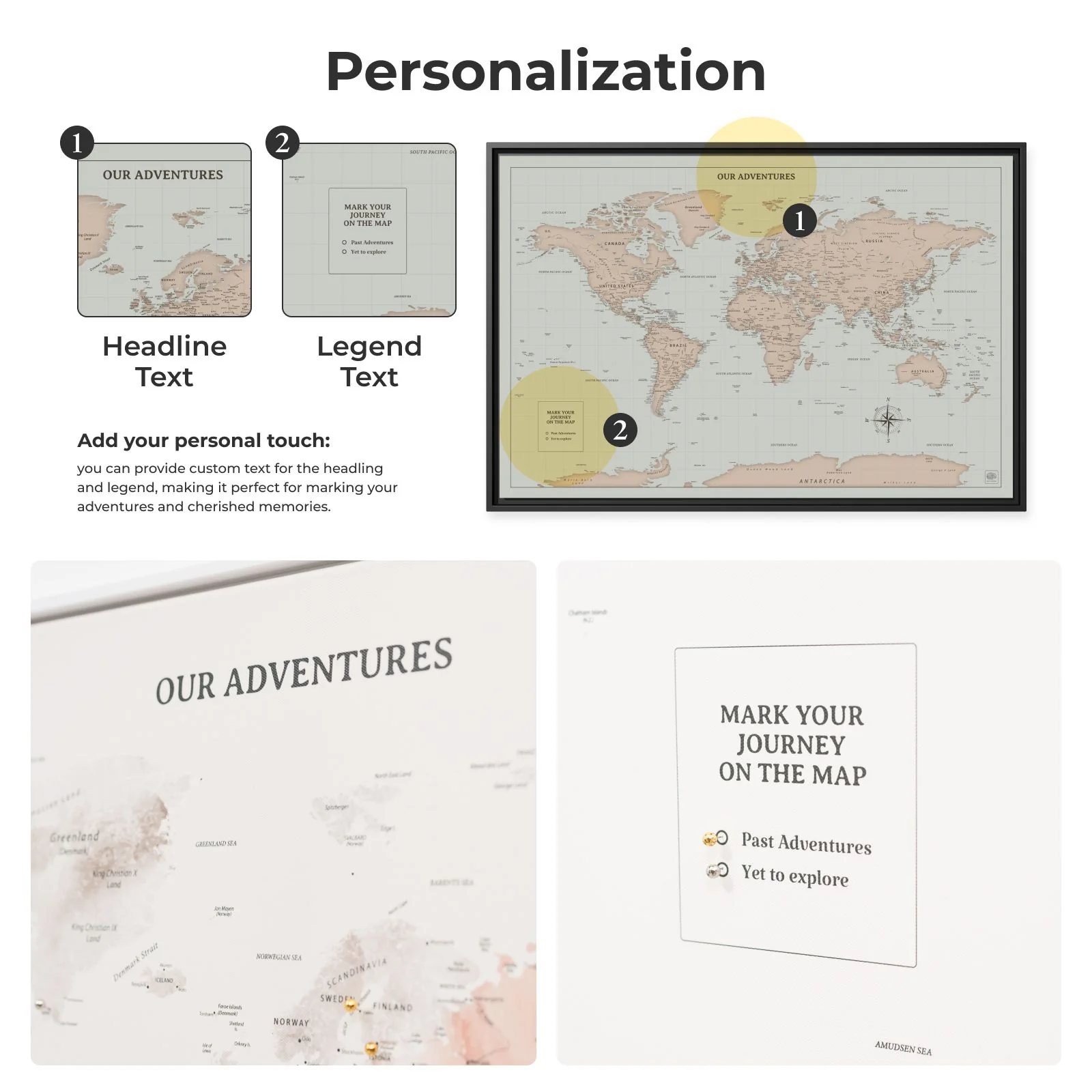 World Map on Canvas - Antique - Image 13