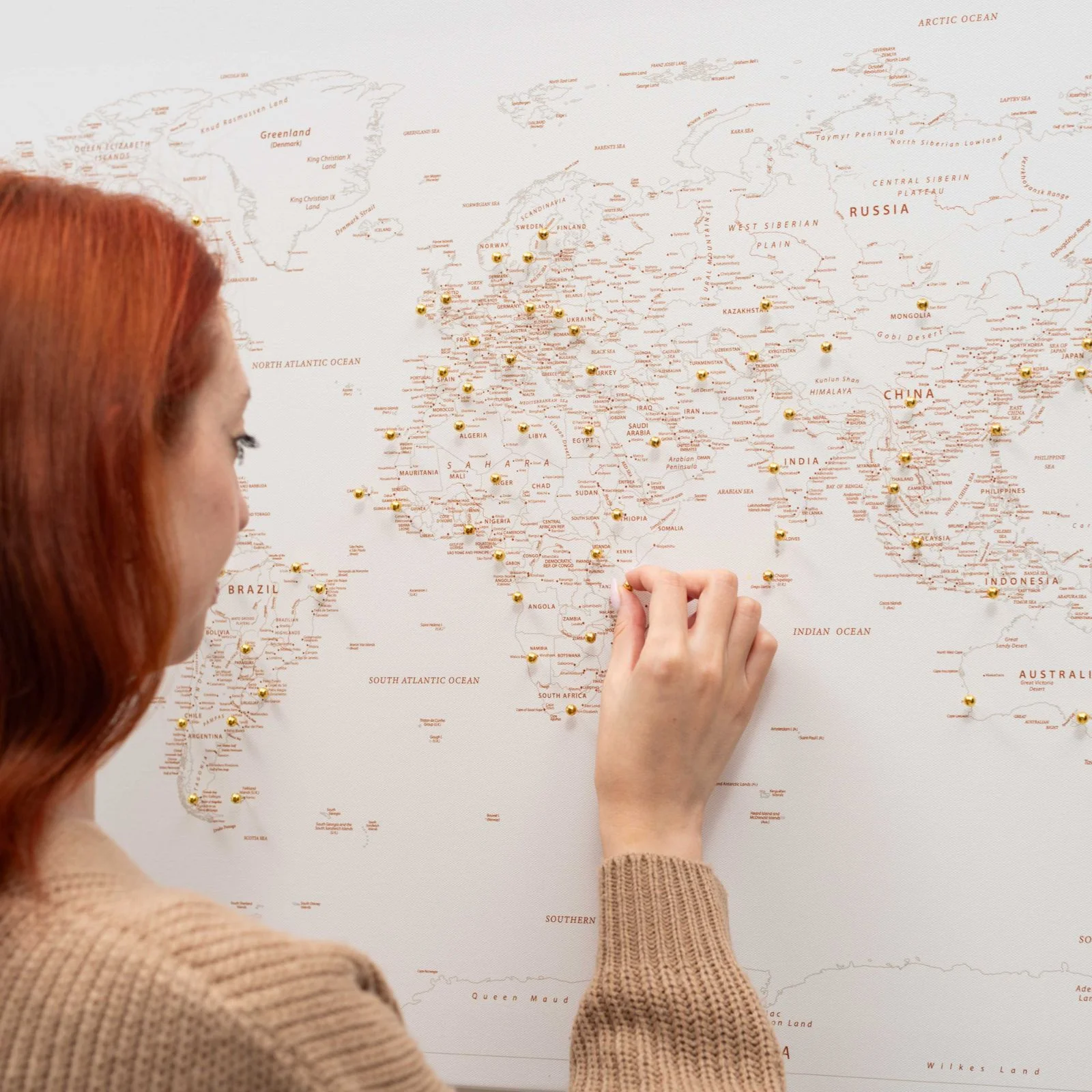 World Map on Canvas - Beige - Image 5