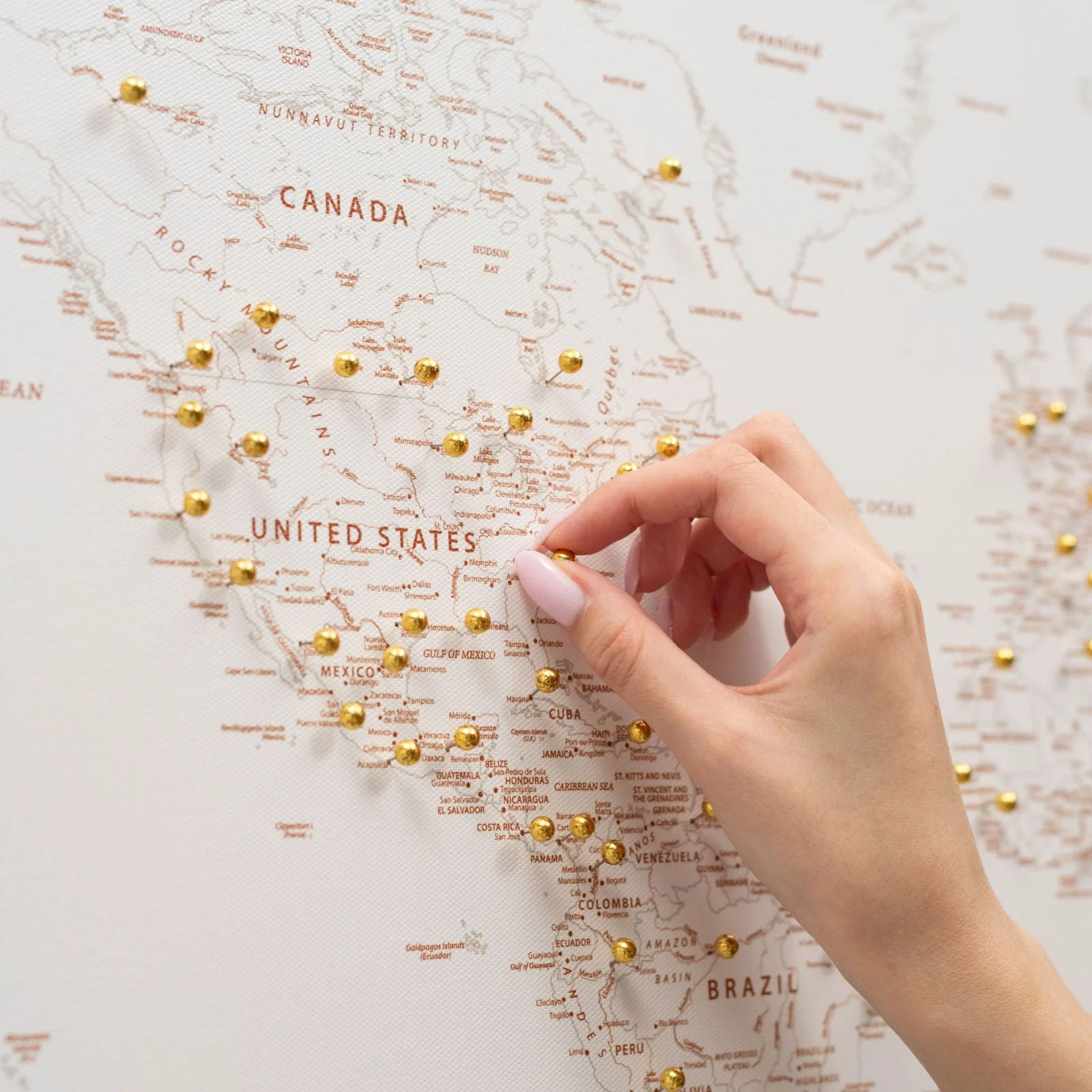 World Map on Canvas - Beige - Image 6