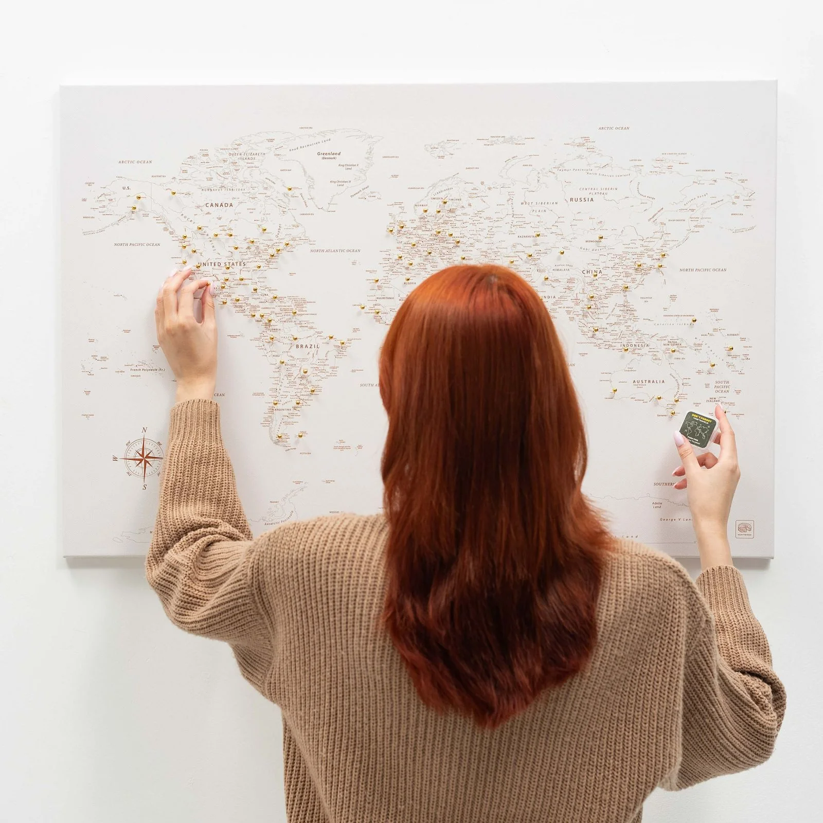 World Map on Canvas - Beige - Image 7