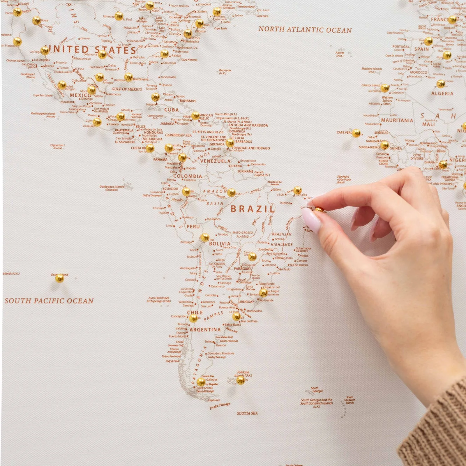 World Map on Canvas - Beige - Image 8