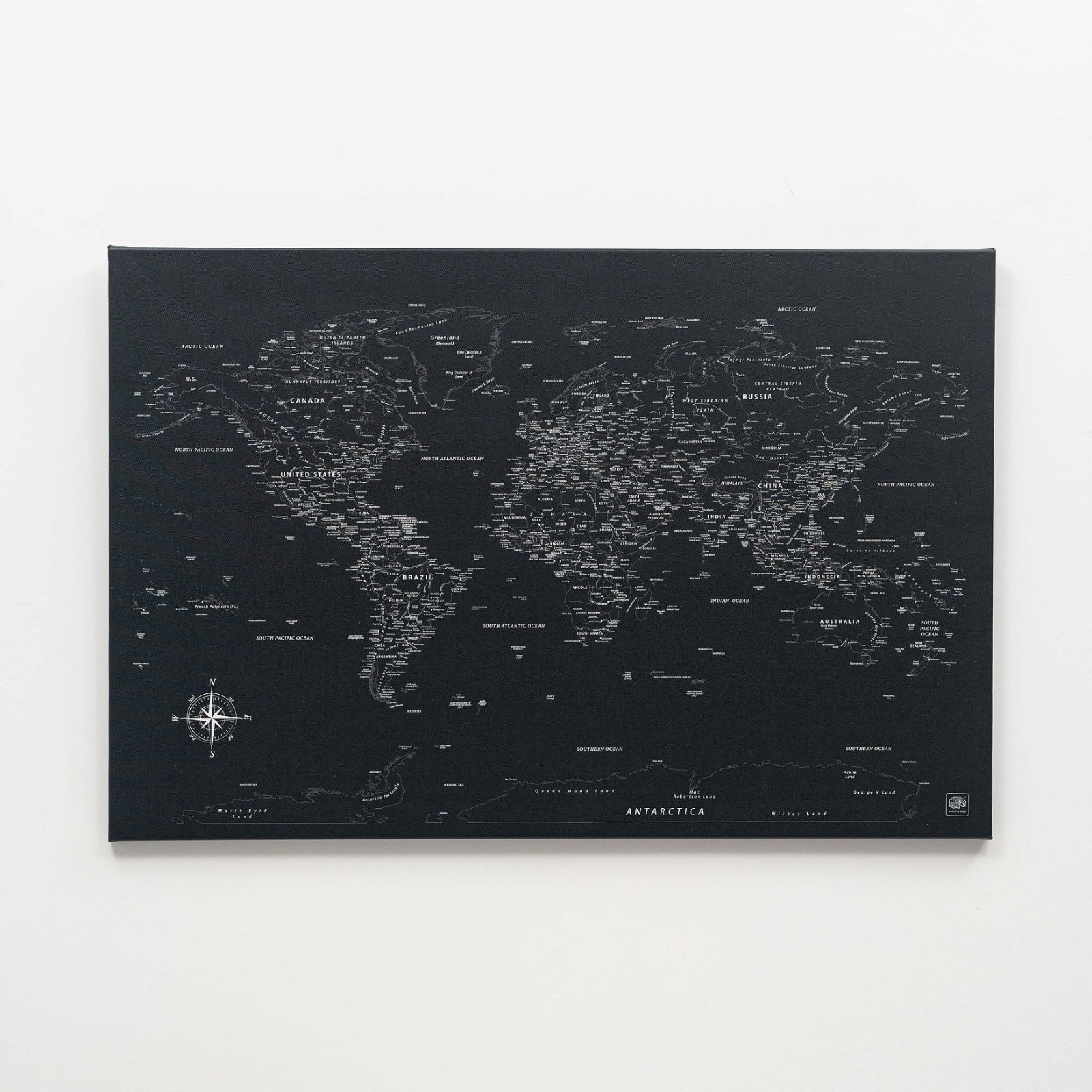 World Map on Canvas - Black - Image 10