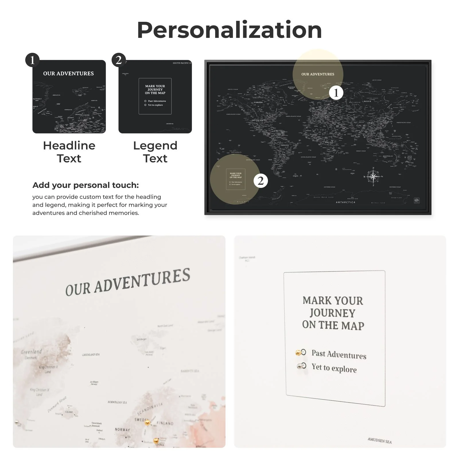 World Map on Canvas - Black - Image 12