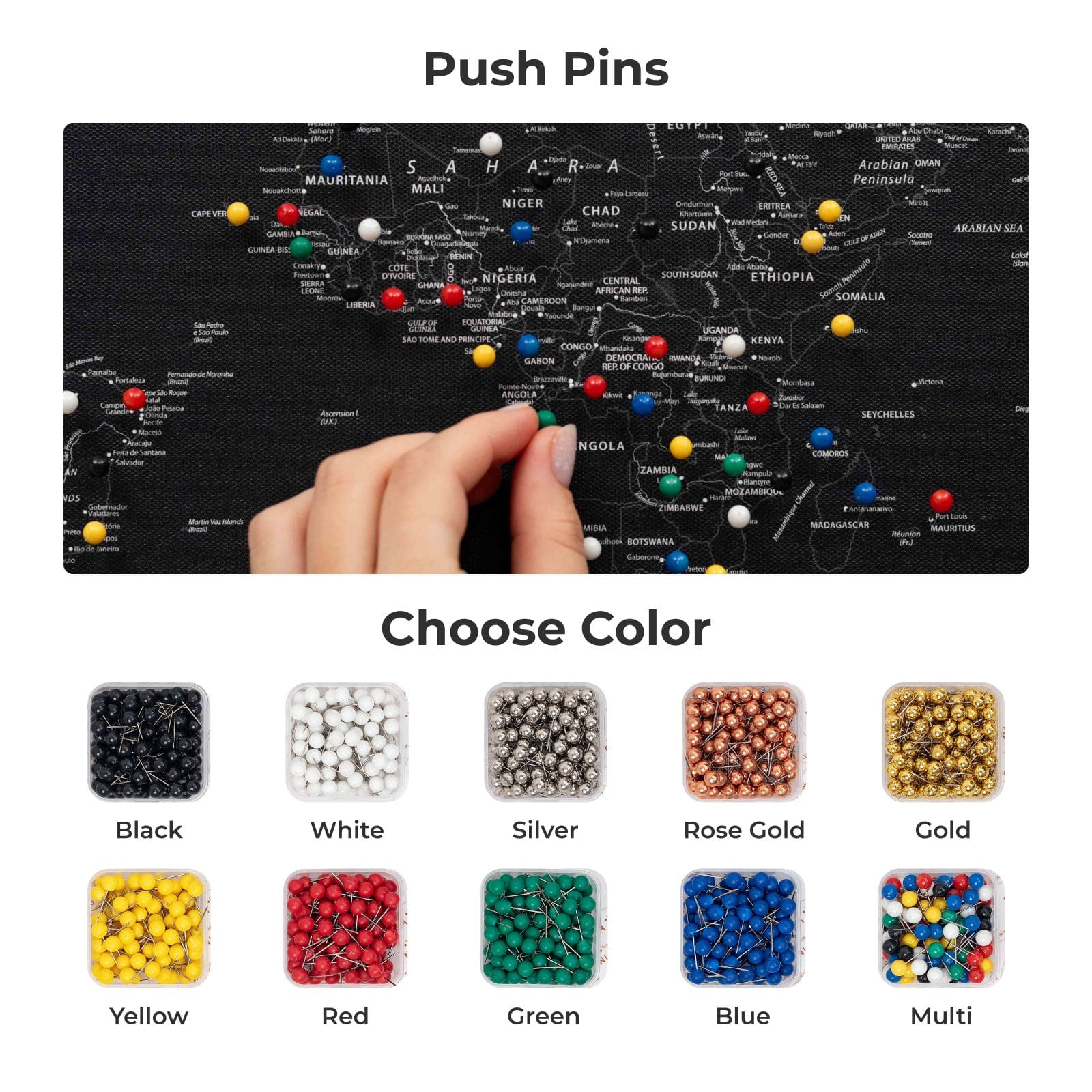 World Map on Canvas - Black - Image 13