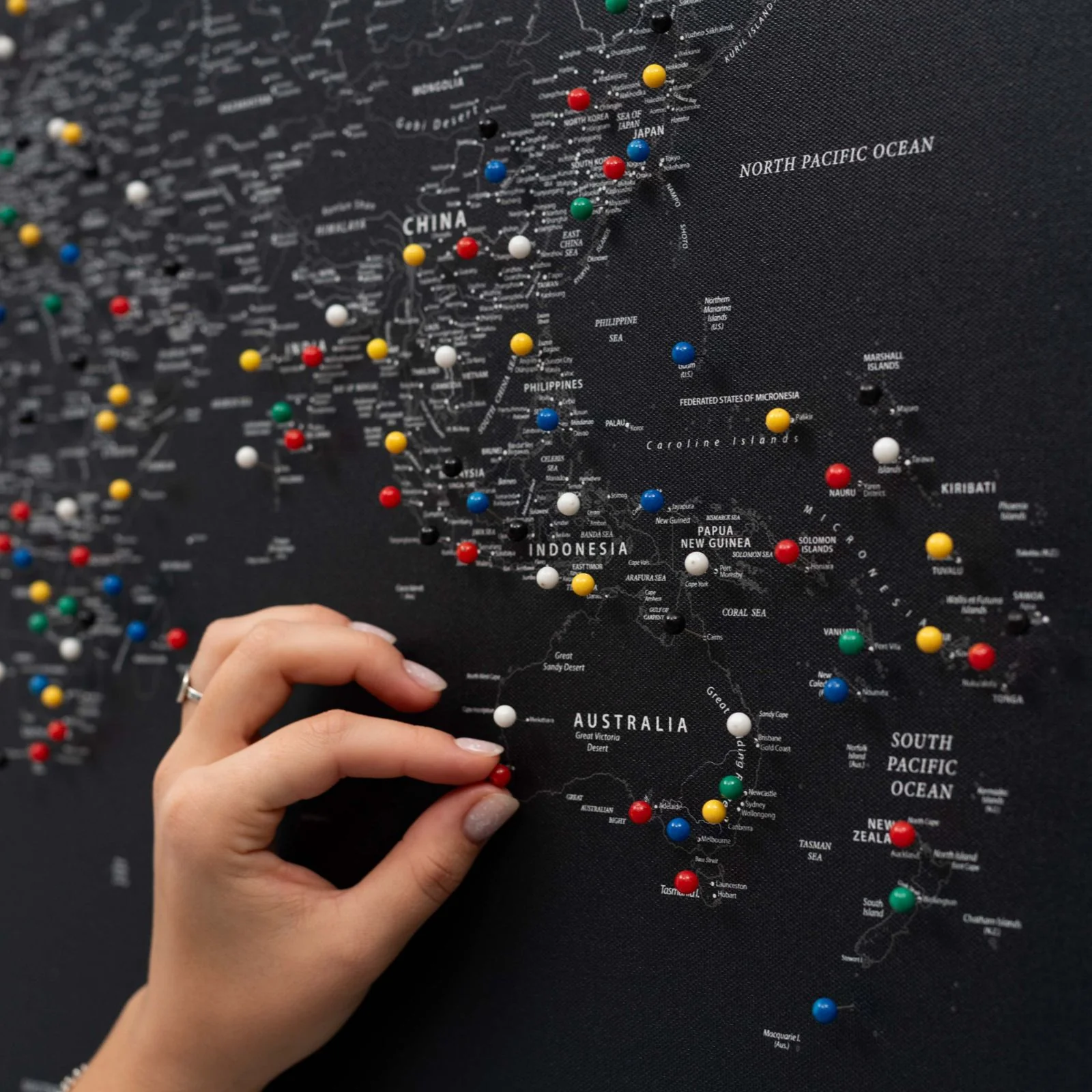 World Map on Canvas - Black - Image 5