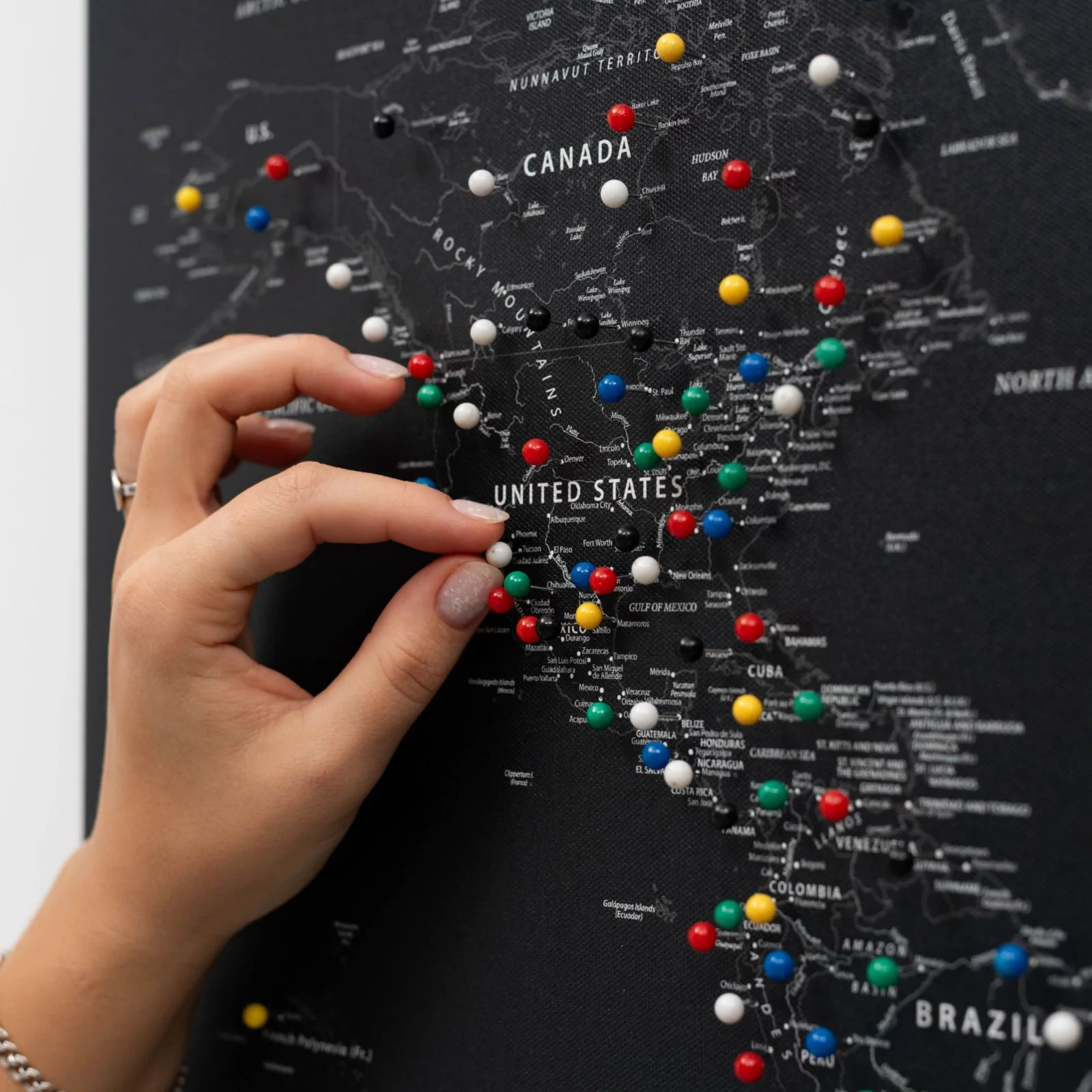 World Map on Canvas - Black - Image 7