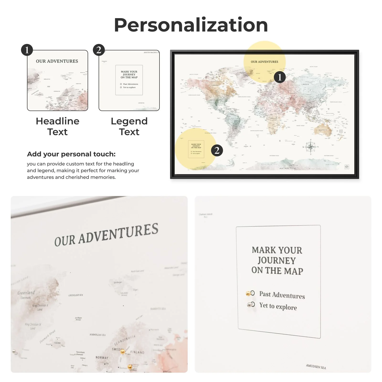 World Map on Canvas - Colorful - Image 14