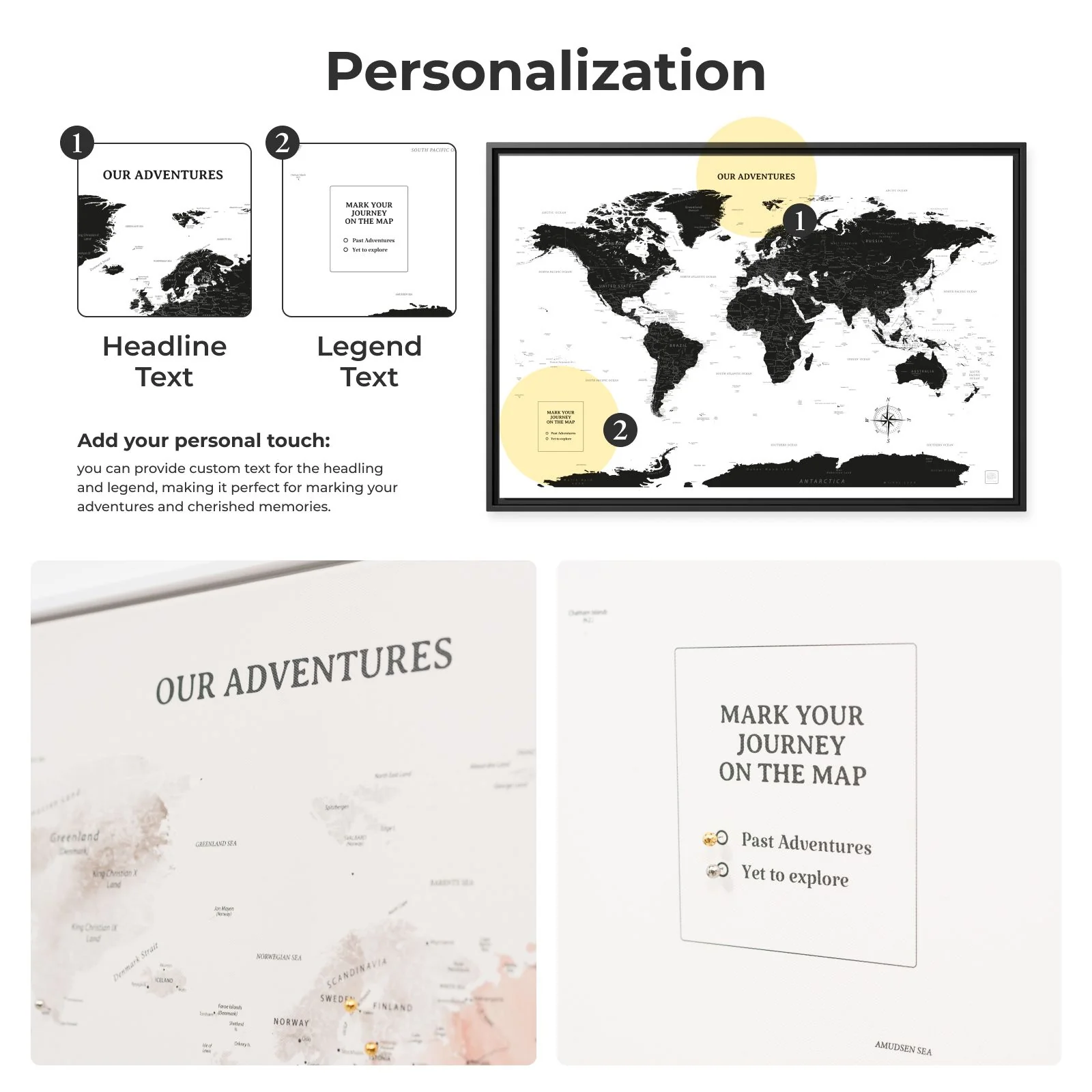 World Map on Canvas - Onyx - Image 10