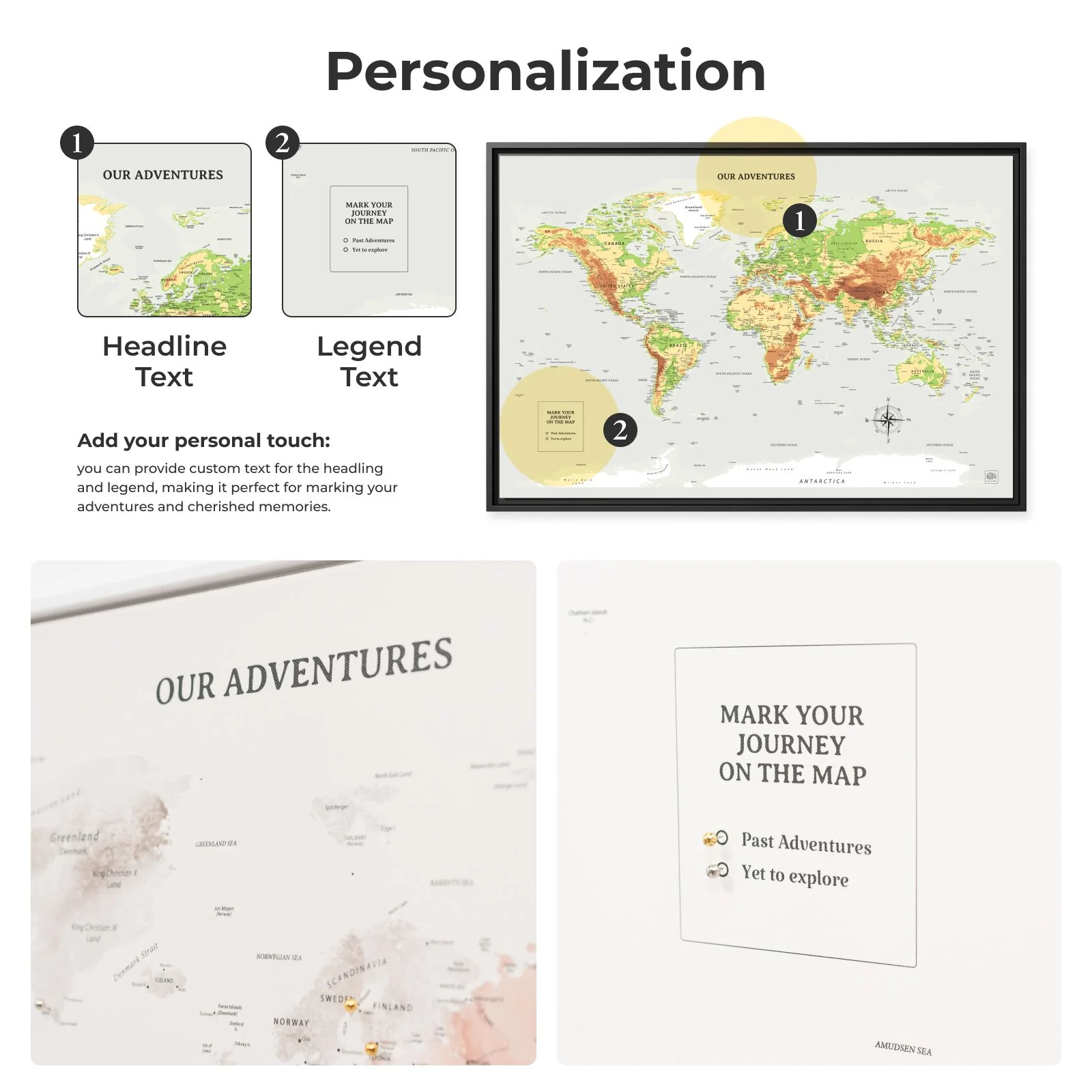 World Map on Canvas - Physical - Image 12