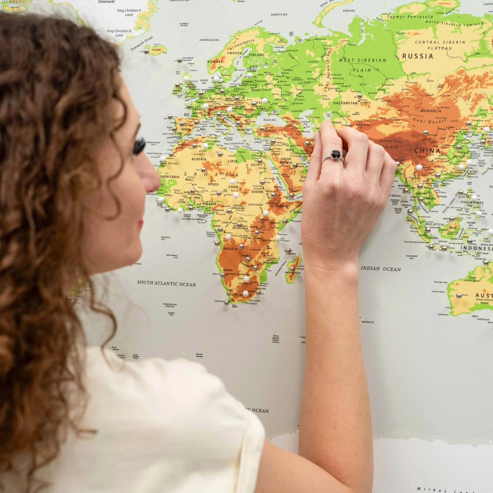 World Map on Canvas - Physical - Image 3