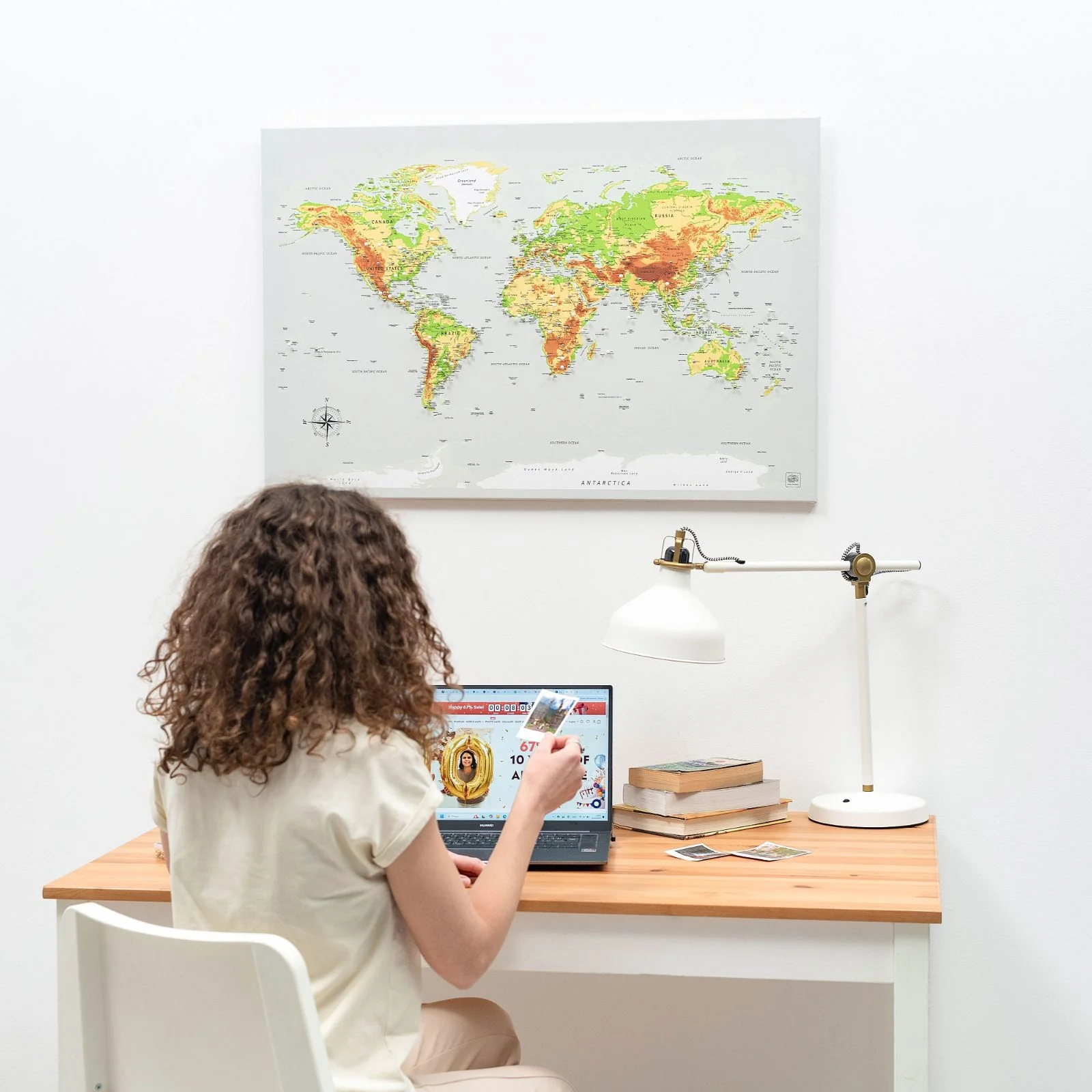World Map on Canvas - Physical - Image 5